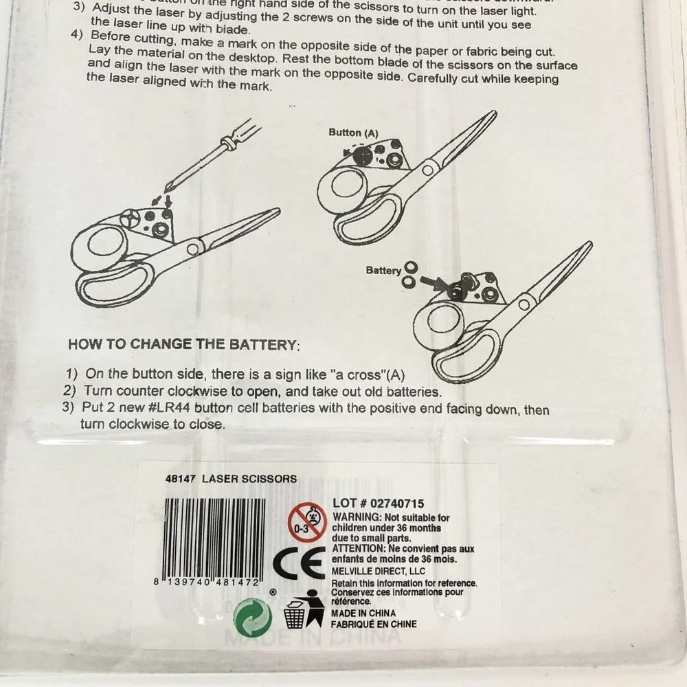 Scissors with Laser Beam Guide Accurate Cutting Stainless Steel Blades Easy Grip